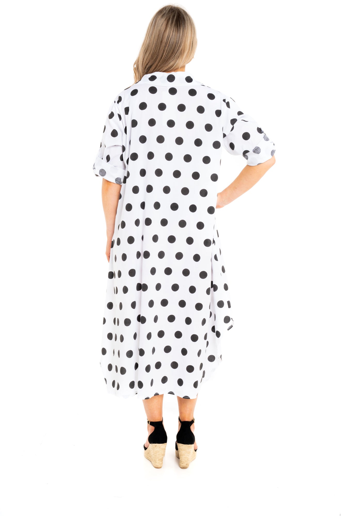 Cotton spotted shirt dress