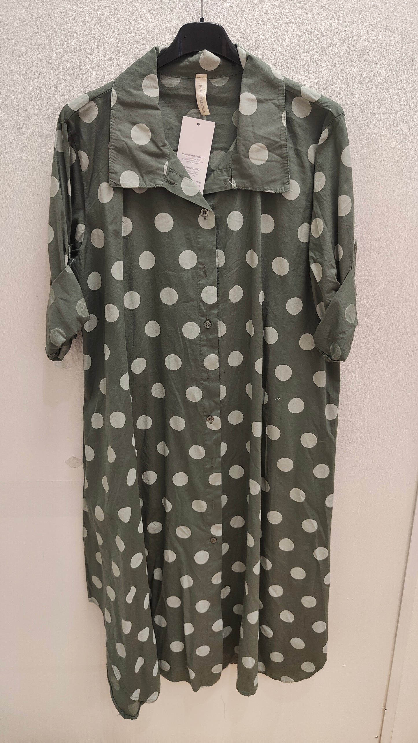 Cotton spotted shirt dress