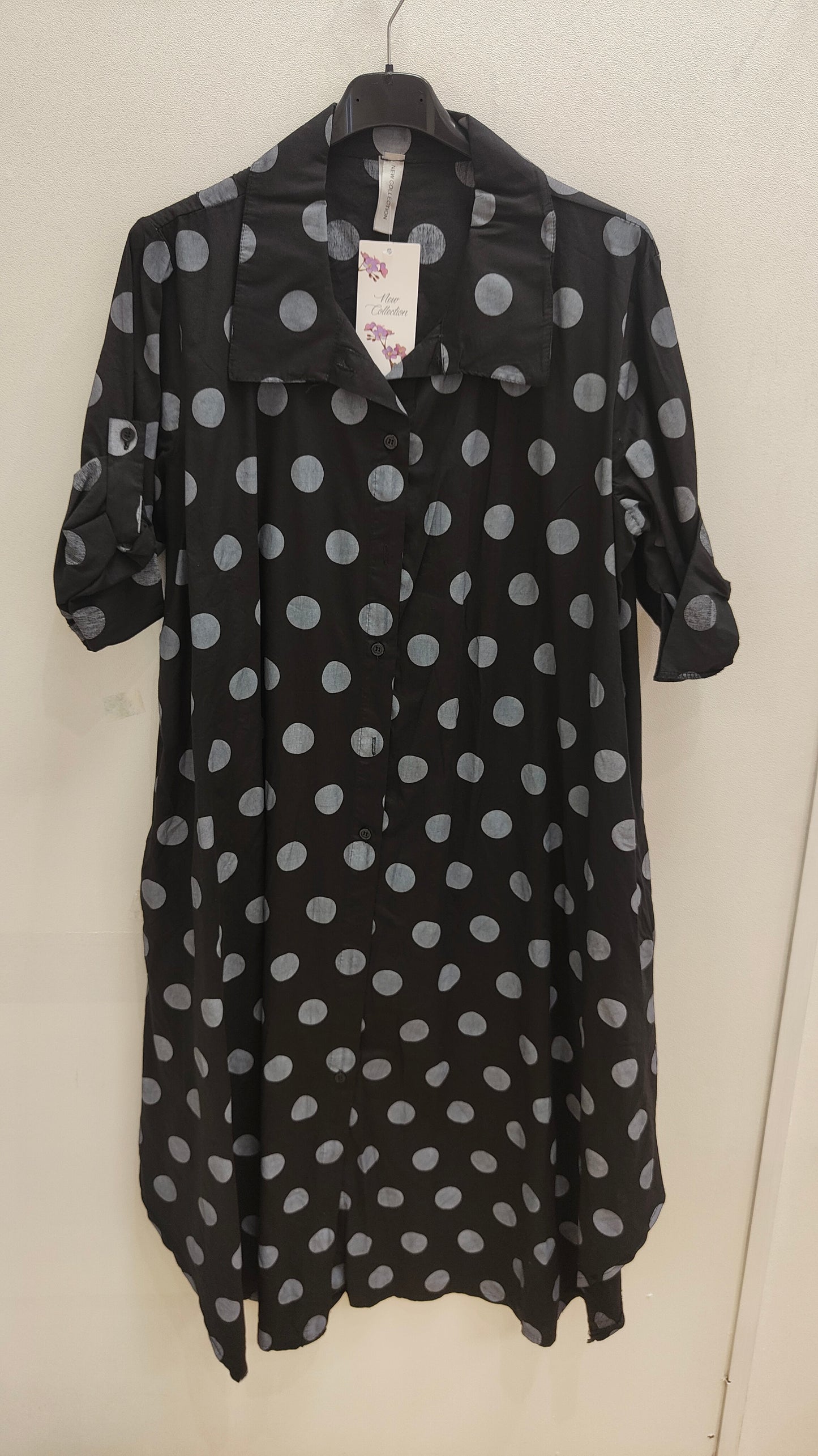 Cotton spotted shirt dress