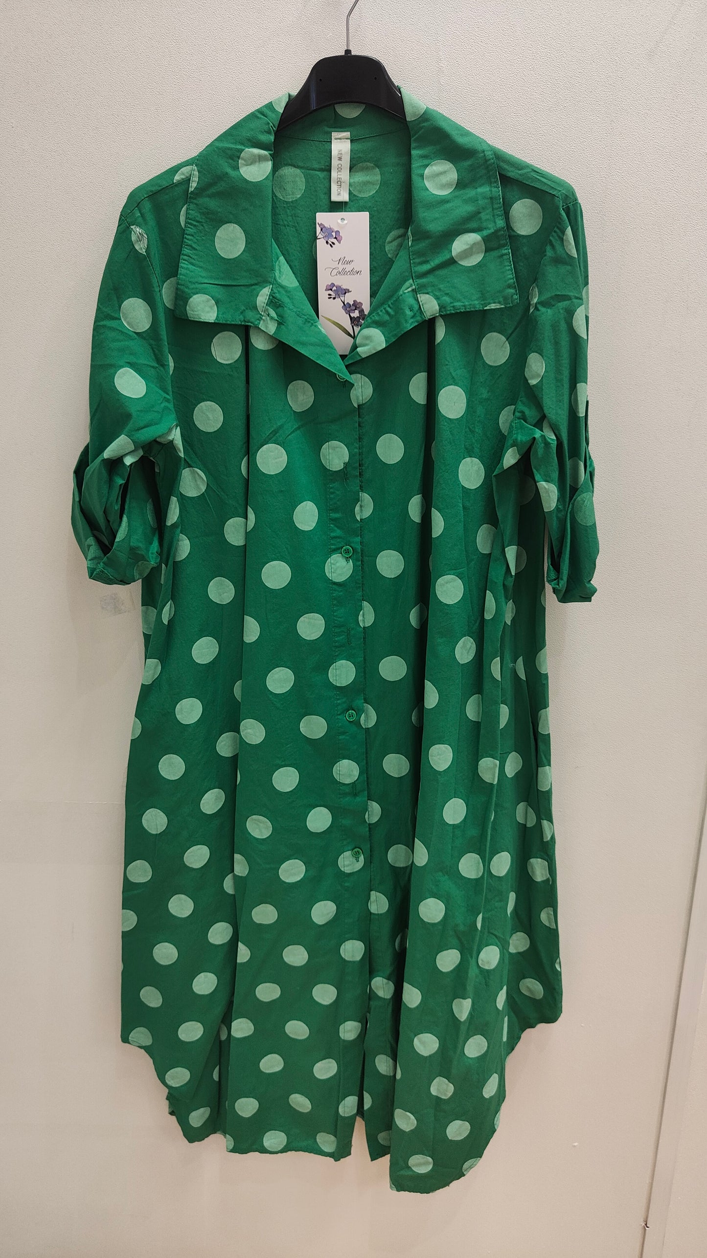 Cotton spotted shirt dress