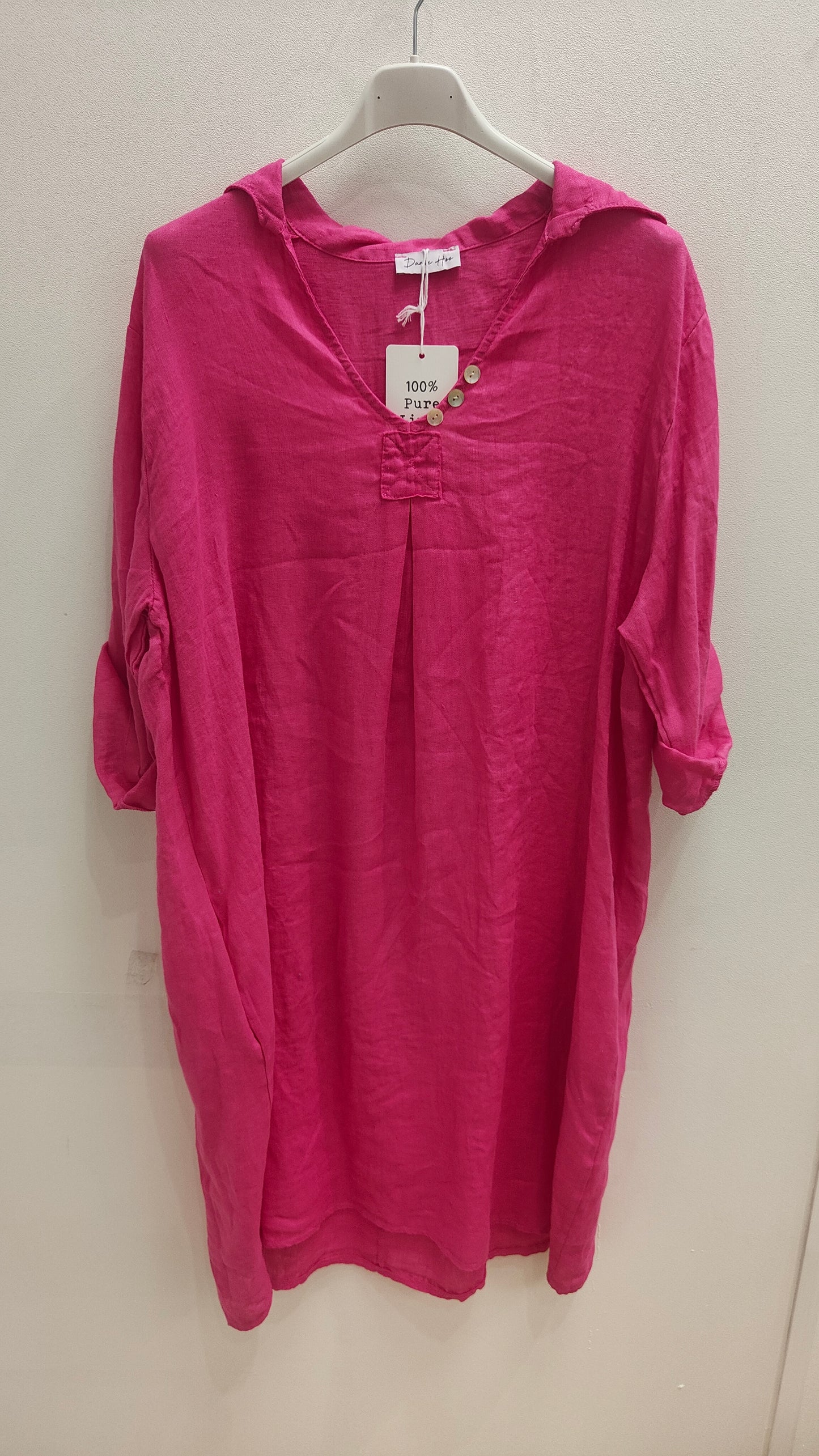 Linen 2 pocket v neck tunic/top