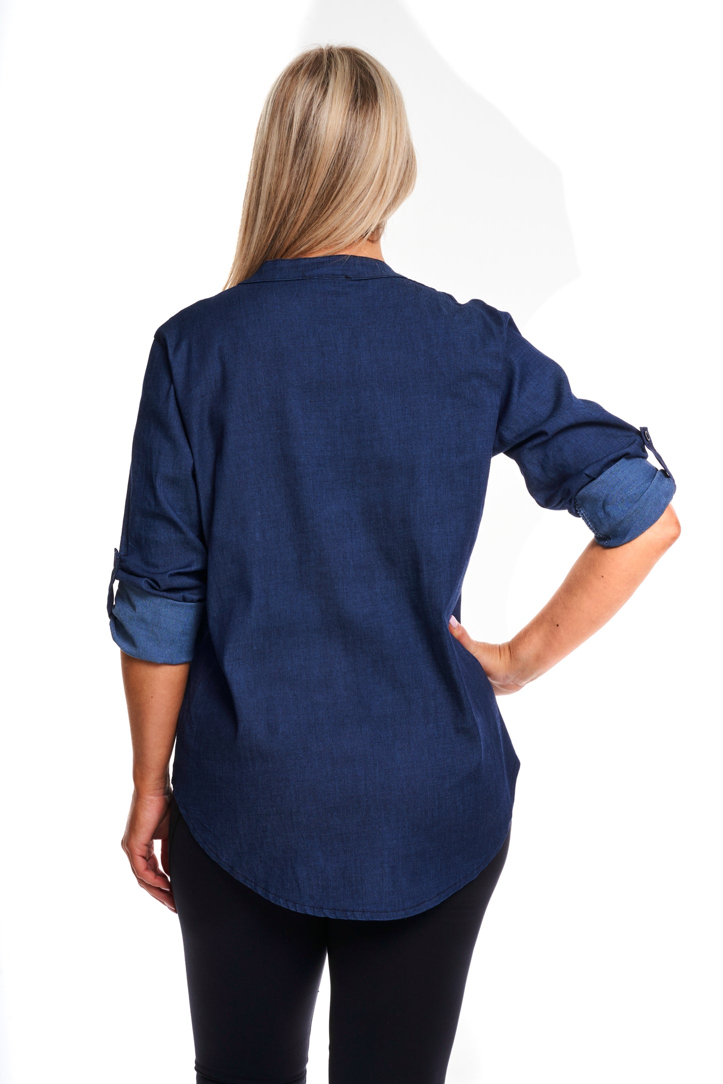 Chambray denim button top