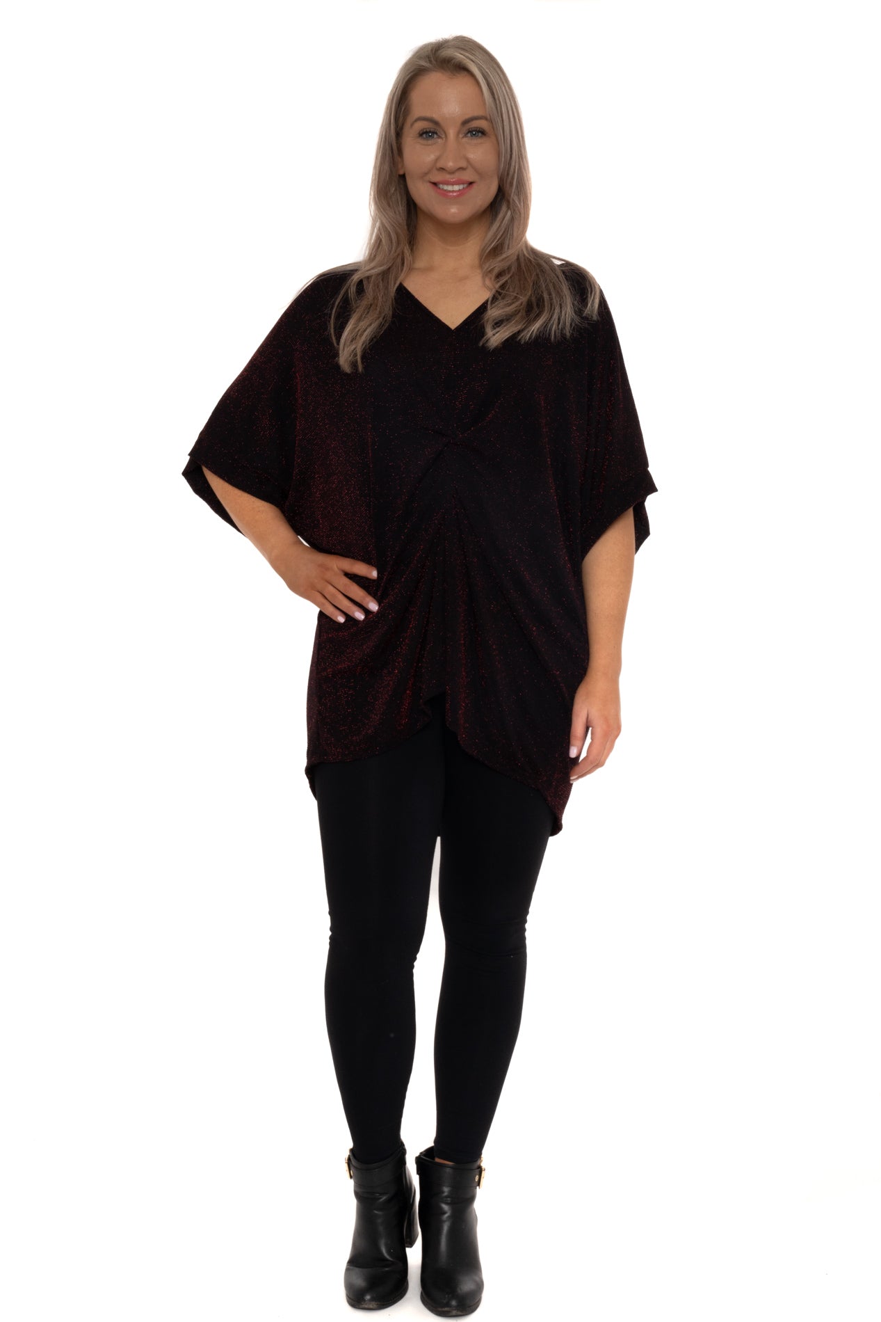 V Neck sequin twist top