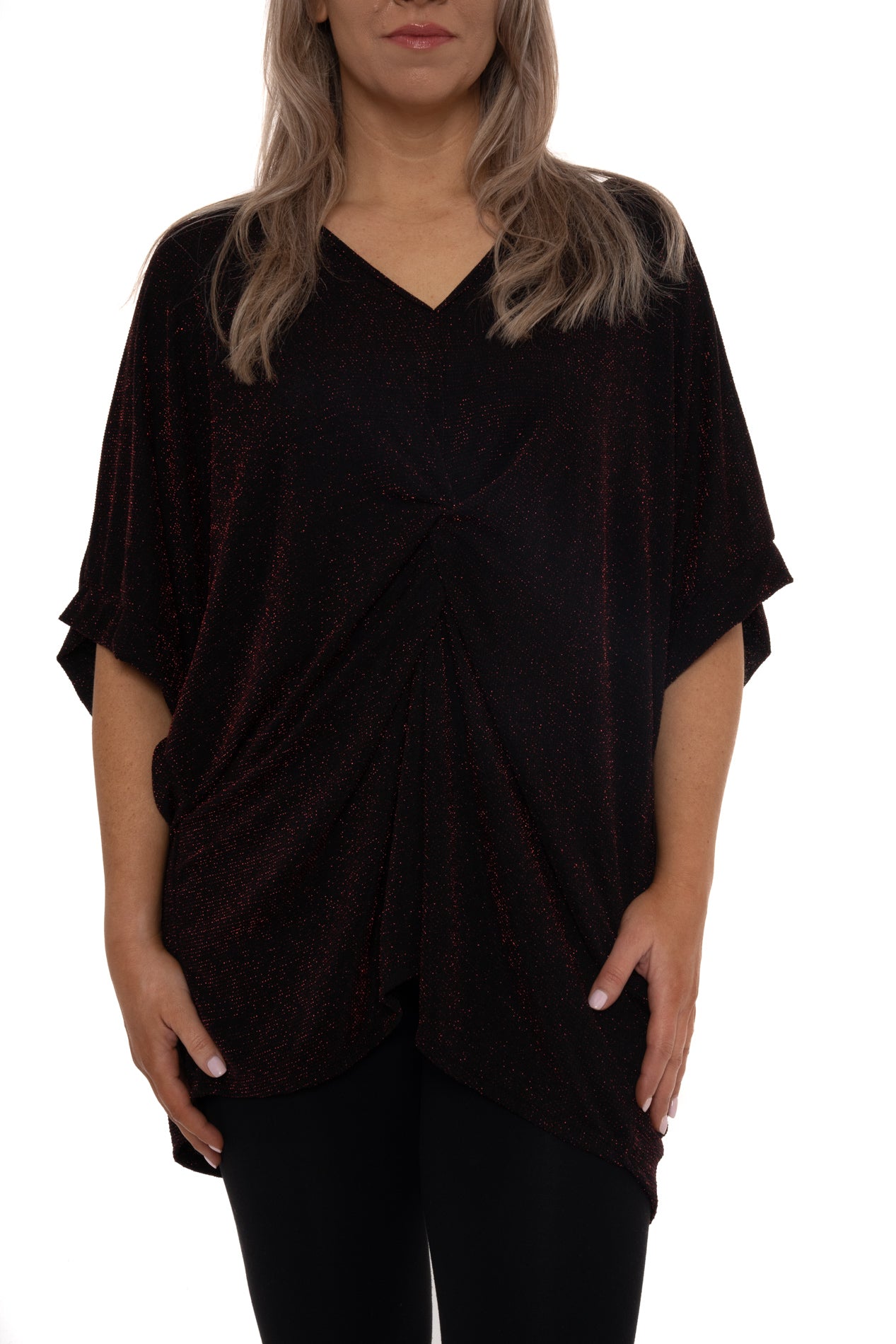 V Neck sequin twist top