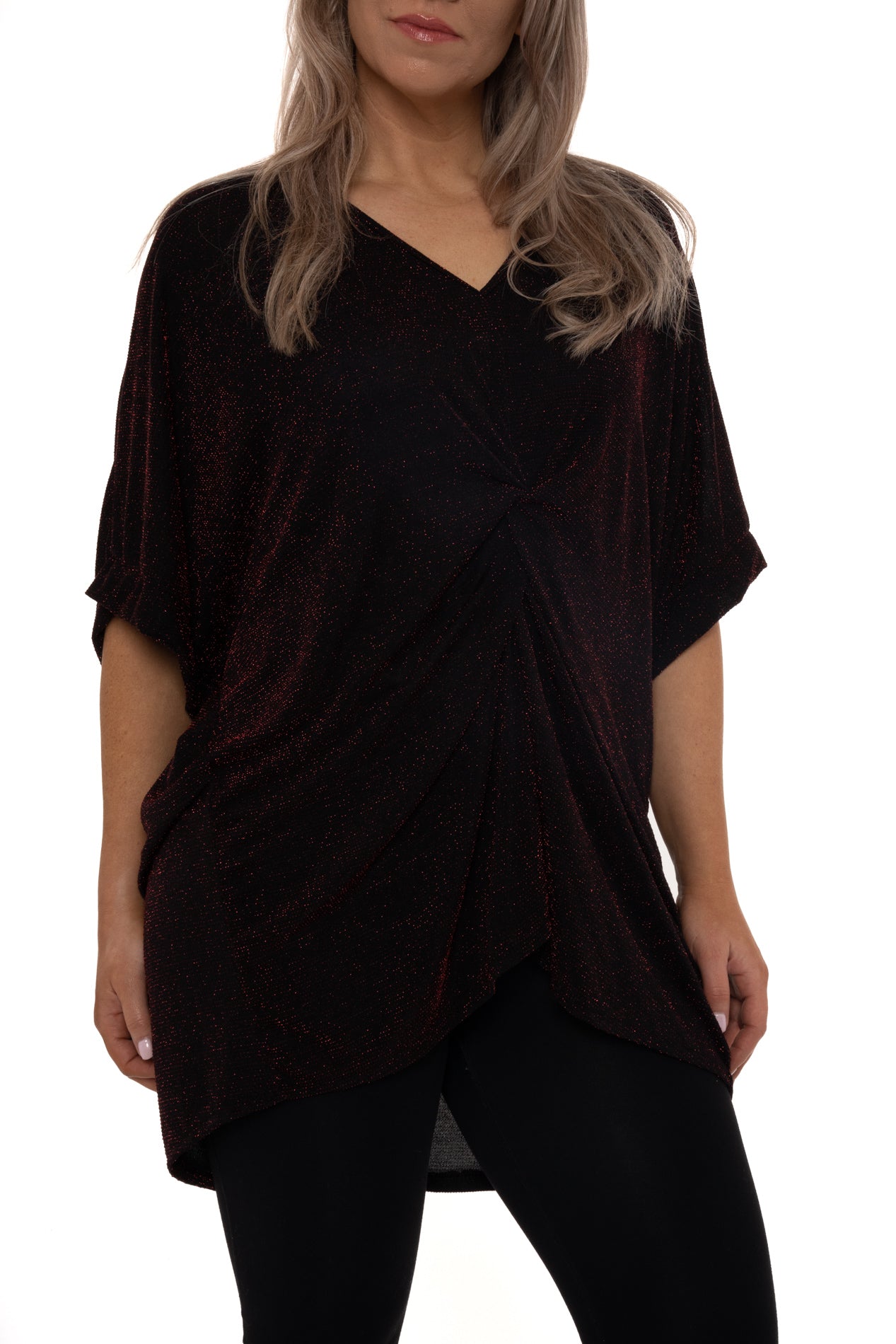 V Neck sequin twist top