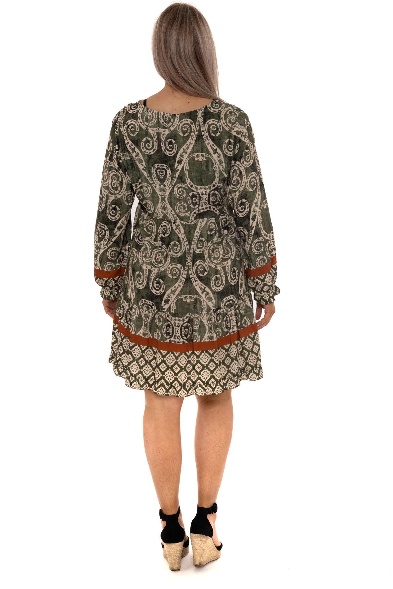 V Neck Aztec Smock dress