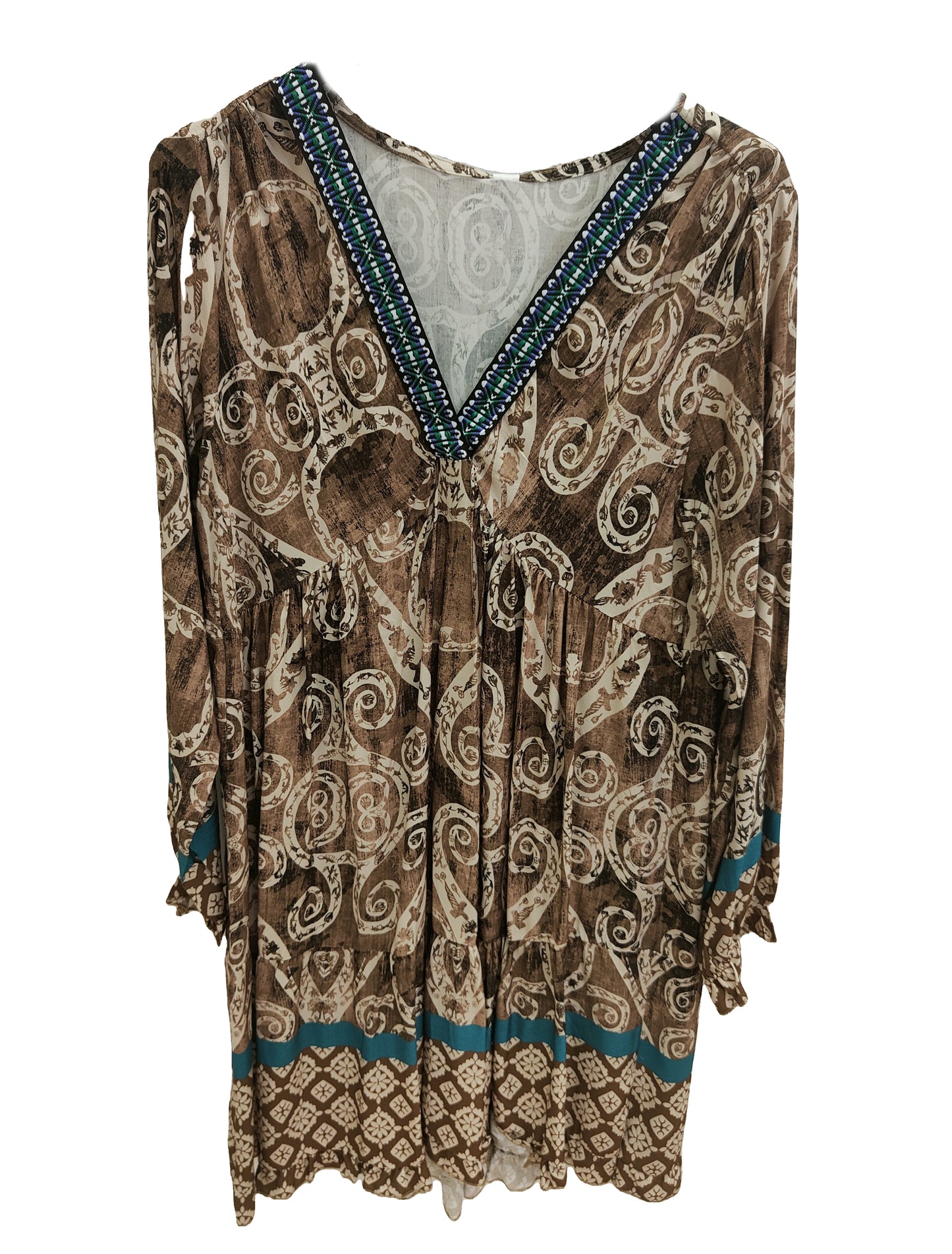 V Neck Aztec Smock dress